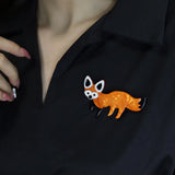 Fox Animal Brooches Pins Acrylic Jewelry Women Girls Coat Cardigans Decoration