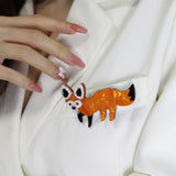 Fox Animal Brooches Pins Acrylic Jewelry Women Girls Coat Cardigans Decoration