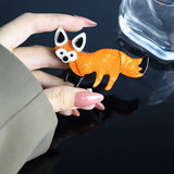 Fox Animal Brooches Pins Acrylic Jewelry Women Girls Coat Cardigans Decoration