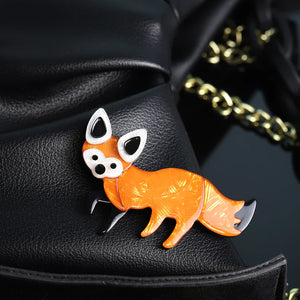 Fox Animal Brooches Pins Acrylic Jewelry Women Girls Coat Cardigans Decoration