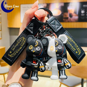Funny Skull Body robot Mechanical Bear Keychain Punk Animal Keyring