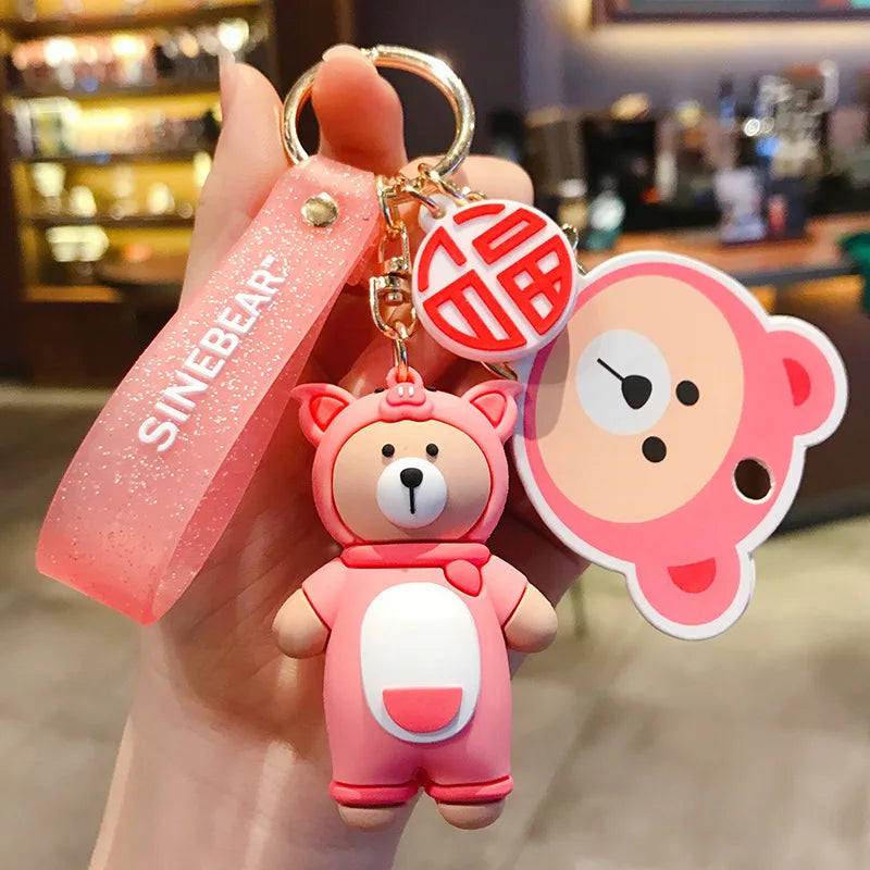 Funny Dinosaur Bear Key Chain Car Bag Pendant Gift Keychain for Girls