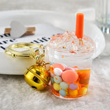 Cartoon Oild Bubble Milk Tea Liquid Keychain For Girl Bag Pendant