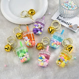 Cartoon Oild Bubble Milk Tea Liquid Keychain For Girl Bag Pendant