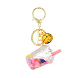Cartoon Oild Bubble Milk Tea Liquid Keychain For Girl Bag Pendant