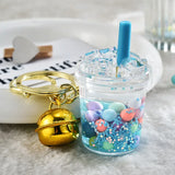 Cartoon Oild Bubble Milk Tea Liquid Keychain For Girl Bag Pendant