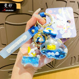 Cute Cartoon Milk Tea Floating Liquid Keychain