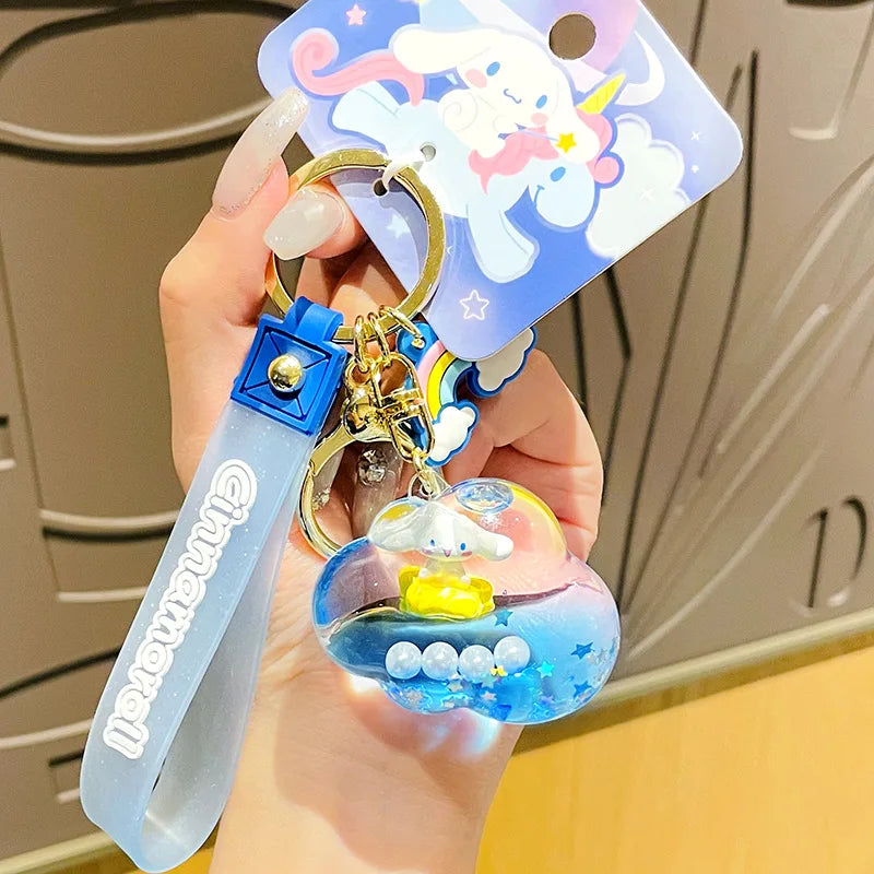 Cute Cartoon Milk Tea Floating Liquid Keychain