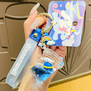 Cute Cartoon Milk Tea Floating Liquid Keychain