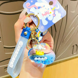 Cute Cartoon Milk Tea Floating Liquid Keychain