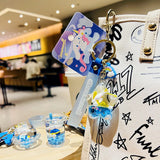 Cute Cartoon Milk Tea Floating Liquid Keychain