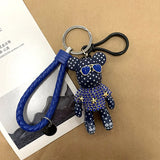 Cartoon Leather Weave Rope Keychain with Tassel Key Ring