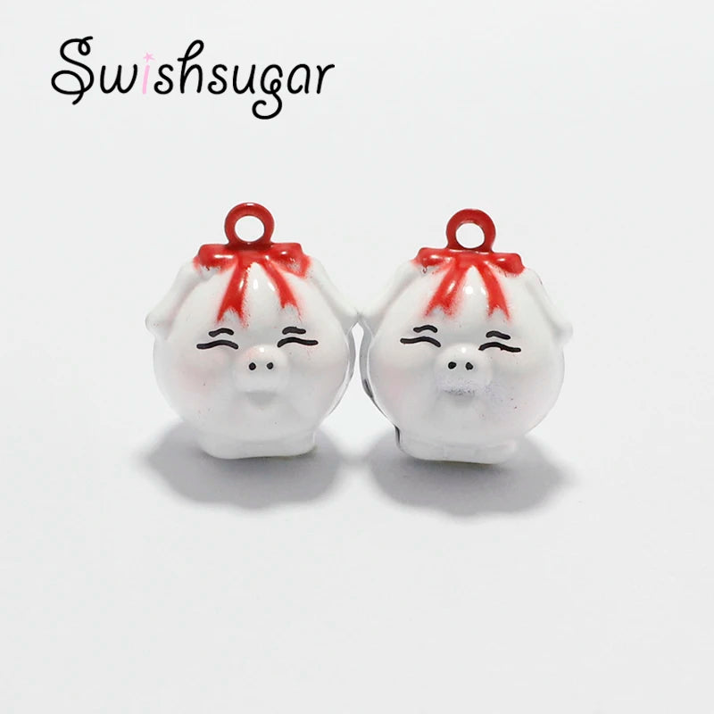 Lucky Pig Jingle Bell Charms DIY Craft Jewelry Accessories for Kids