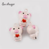 Metal Pig Jingle Bell Charms Pendant Necklace