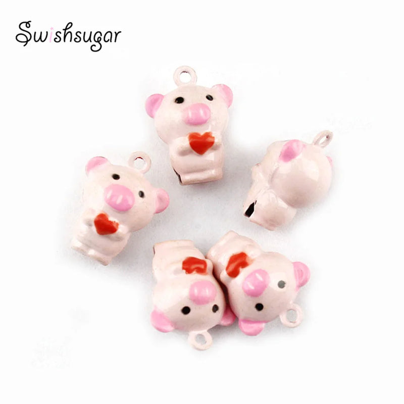 Metal Pig Jingle Bell Charms Pendant Necklace