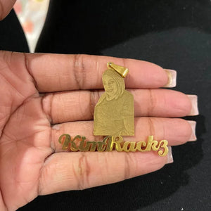 Kids Cartoon Name Pendent Necklace, Stainless Steel Family Nameplate