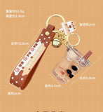 Bear Keychain Brown Milk Tea Bottle Car Key Pendant Bag Ornament
