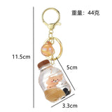 Cute Milk Tea Cup Bear Keychain Brown Bottle Car Key Pendant