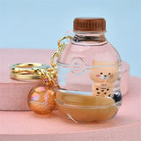 Cute Milk Tea Cup Bear Keychain Brown Bottle Car Key Pendant
