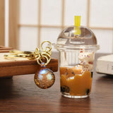 Cute Milk Tea Cup Bear Keychain Brown Bottle Car Key Pendant