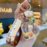 Bear Keychain Brown Milk Tea Bottle Car Key Pendant Bag Ornament