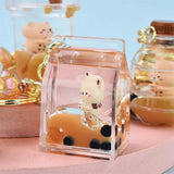Cute Milk Tea Cup Bear Keychain Brown Bottle Car Key Pendant
