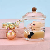 Cute Milk Tea Cup Bear Keychain Brown Bottle Car Key Pendant