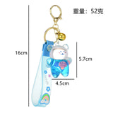 Oily Bear Floating Liquid Keychain Acrylic Lanyard Keyring Bag Pendant Gift