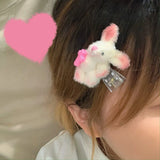 Plush Rabbit Hair Clip for Women Y2K Hairpin