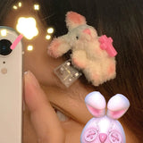 Plush Rabbit Hair Clip for Women Y2K Hairpin