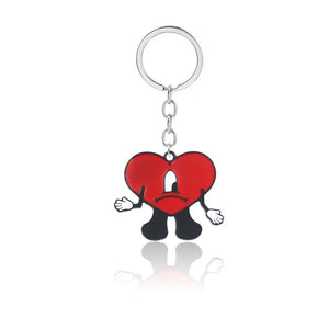 Rabbit Bad Bunny Keychain Heart Key Pendant Leather Chain for Women Men
