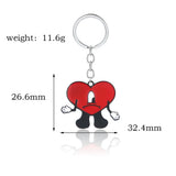 Rabbit Bad Bunny Keychain Heart Key Pendant Leather Chain for Women Men
