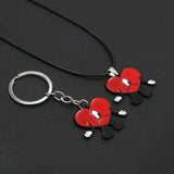 Rabbit Bad Bunny Keychain Heart Key Pendant Leather Chain for Women Men
