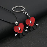 Rabbit Bad Bunny Keychain Heart Key Pendant Leather Chain for Women Men