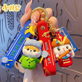 Cartoon Rich Shiba Inu Painting Keychain Lucky Rabbit Doll Keyring