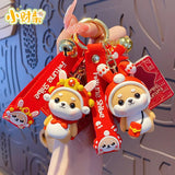 Cartoon Rich Shiba Inu Painting Keychain Lucky Rabbit Doll Keyring