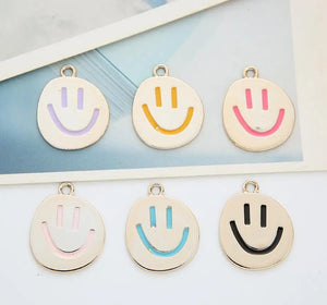 Smiling Face Enamel Charms for Jewelry Making DIY