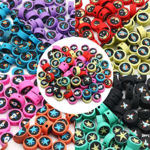 Cartoon Space Clay Beads 20-120pcs Rocket Star Moon Polymer Beads DIY Bracelet