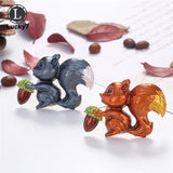 Squirrel Rhinestone Animal Brooch Pine Cone Retro Pin