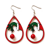 Wooden Santa Christmas Tree Holiday Earrings