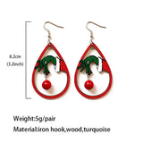 Wooden Santa Christmas Tree Holiday Earrings