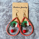 Wooden Santa Christmas Tree Holiday Earrings