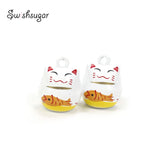 Japanese Fortune Cat Fish Metal Bell Charms Necklace Pendants