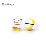 Japanese Fortune Cat Fish Metal Bell Charms Necklace Pendants