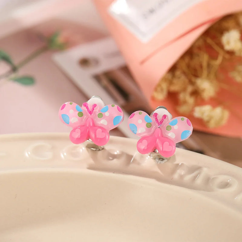 Butterfly Ear Clips for Kids - Resin Earrings