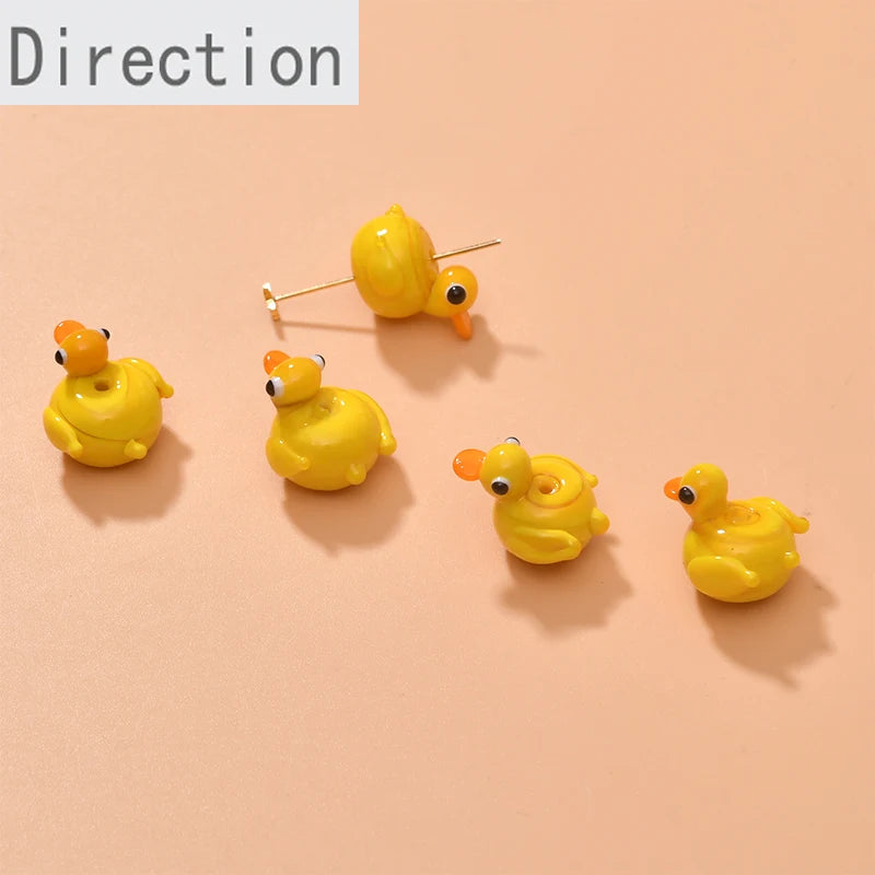 Hand-Made Yellow Duck Beaded Pendant for DIY Jewelry