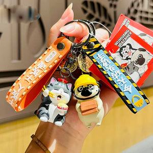Emperor Cat Pendant Keychain Weightlifting Cat Doll Key Chain