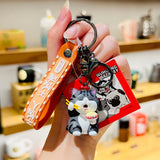 Emperor Cat Pendant Keychain Weightlifting Cat Doll Key Chain