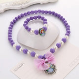 Girls Princess Acrylic Pearls Beaded Necklace Bracelet Set