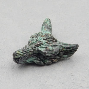 African Turquoise Wolf Head Pendant, Semiprecious Jewelry